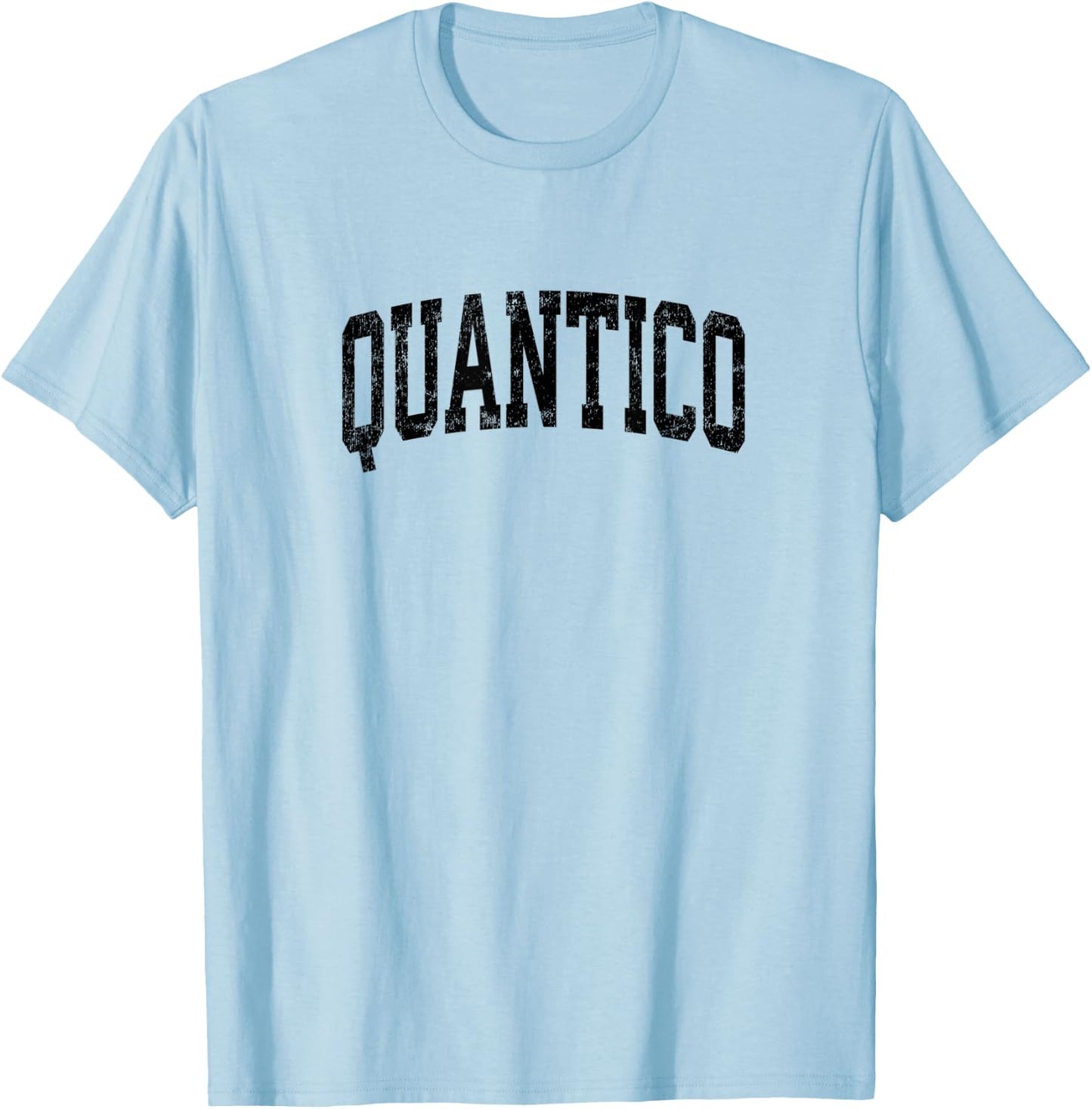 Quantico Virginia VA Vintage Athletic Sports Black Design T-Shirt - T-Shirt | Light Blue
