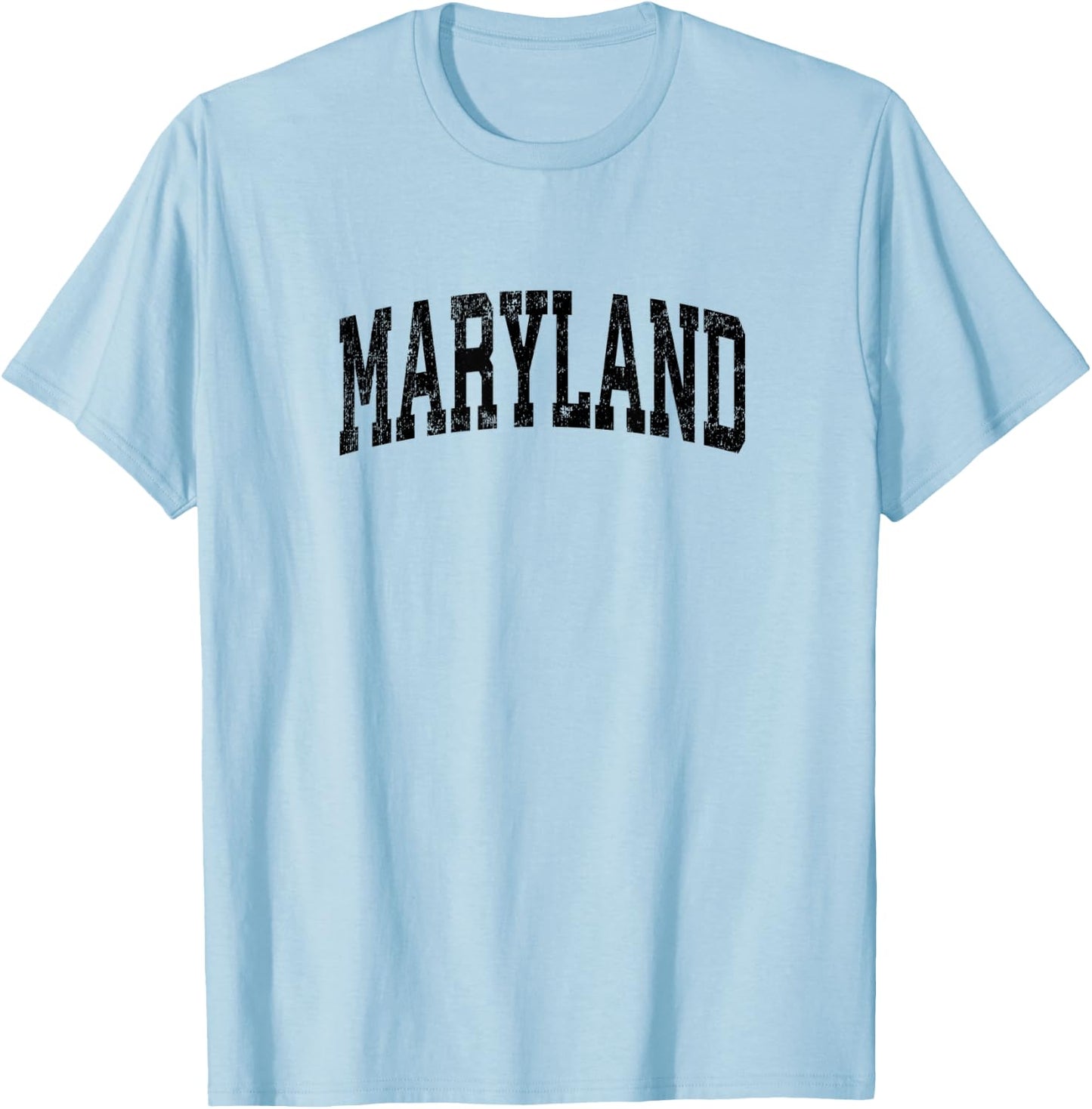 Maryland MD Vintage Athletic Sports Black Design T-Shirt - T-Shirt | Light Blue