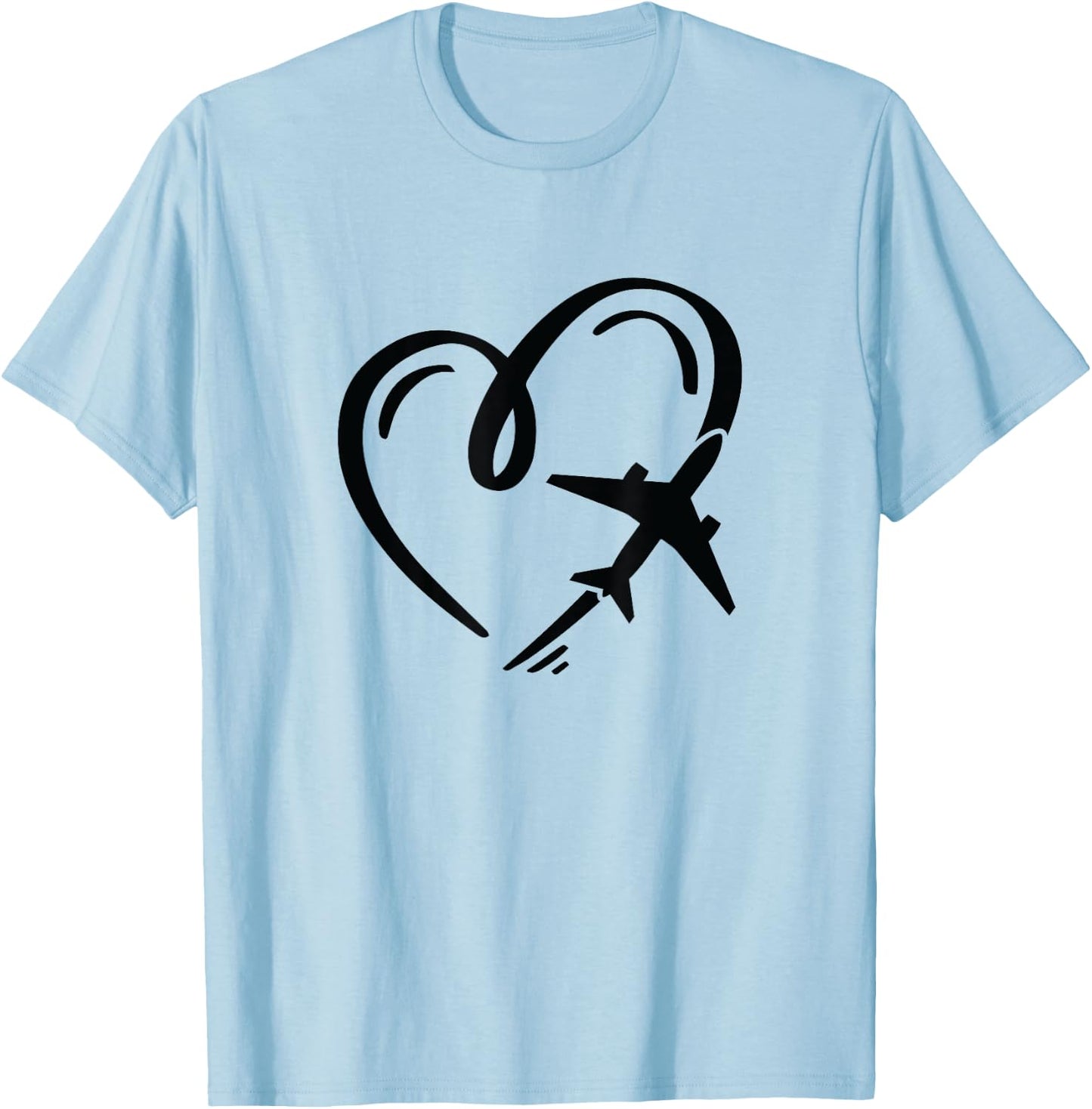 Love for travel heart airplane T-Shirt - T-Shirt | Light Blue