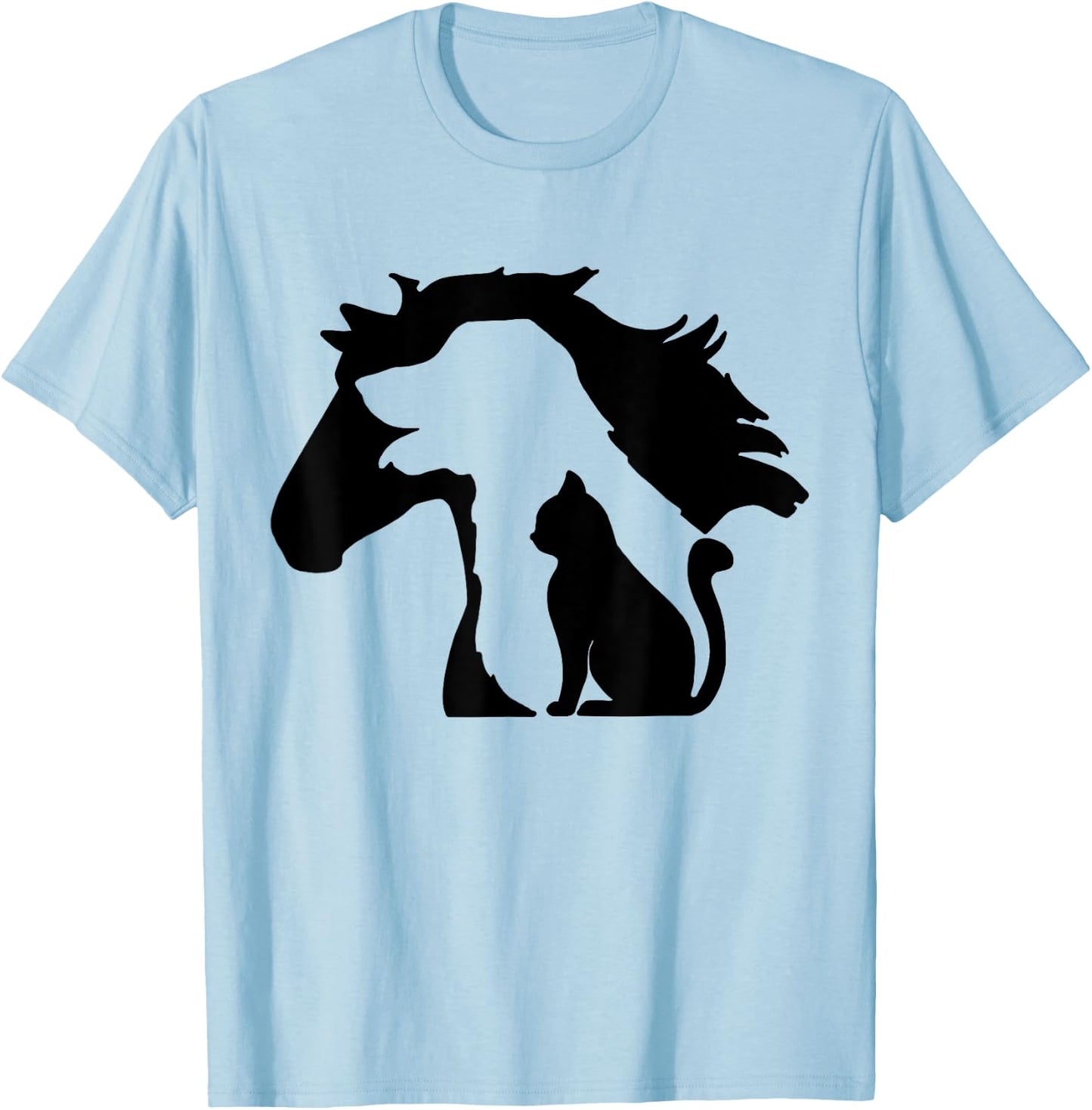 Cute Horse Dog Cat Lover Women Mother's Day T-Shirt - T-Shirt | Light Blue