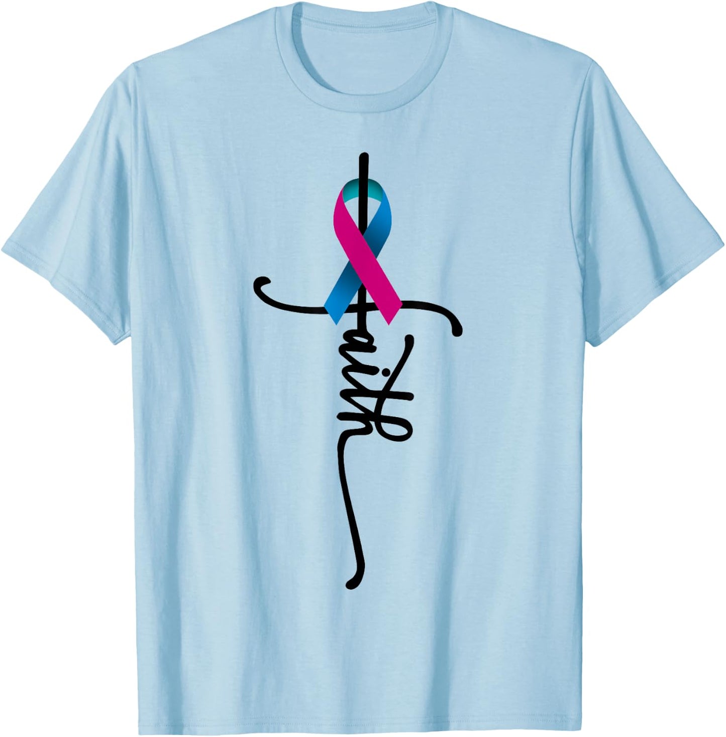 Thyroid Cancer Faith Thyroid Cancer Awareness Support T-Shirt - T-Shirt | Light Blue