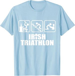 Drink Crawl Be Sick Hangover Irish Triathlon St Patrick's Day T-Shirt - T-Shirt | Light Blue