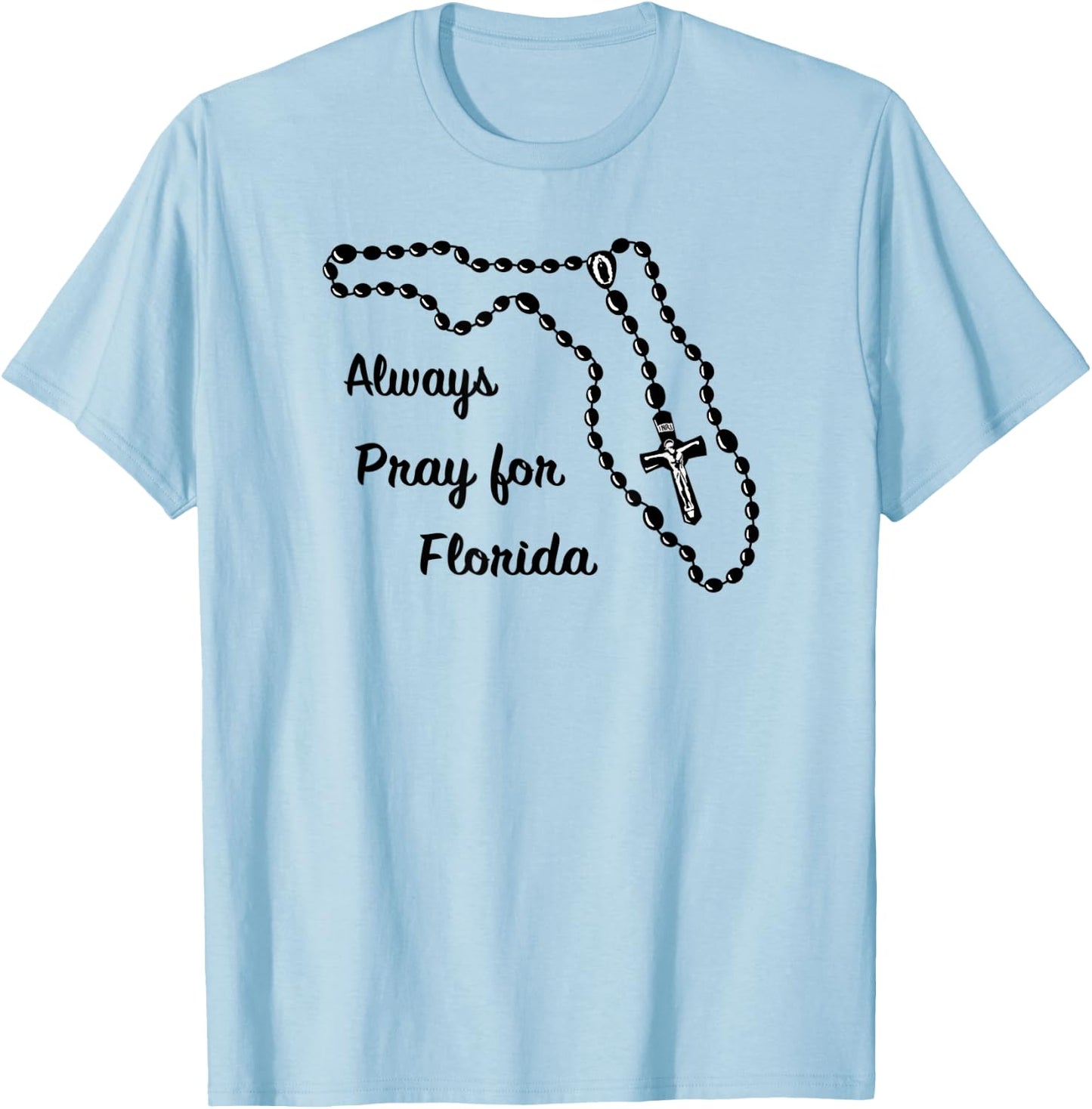 Florida State Map Catholic Rosary T-Shirt - T-Shirt | Light Blue