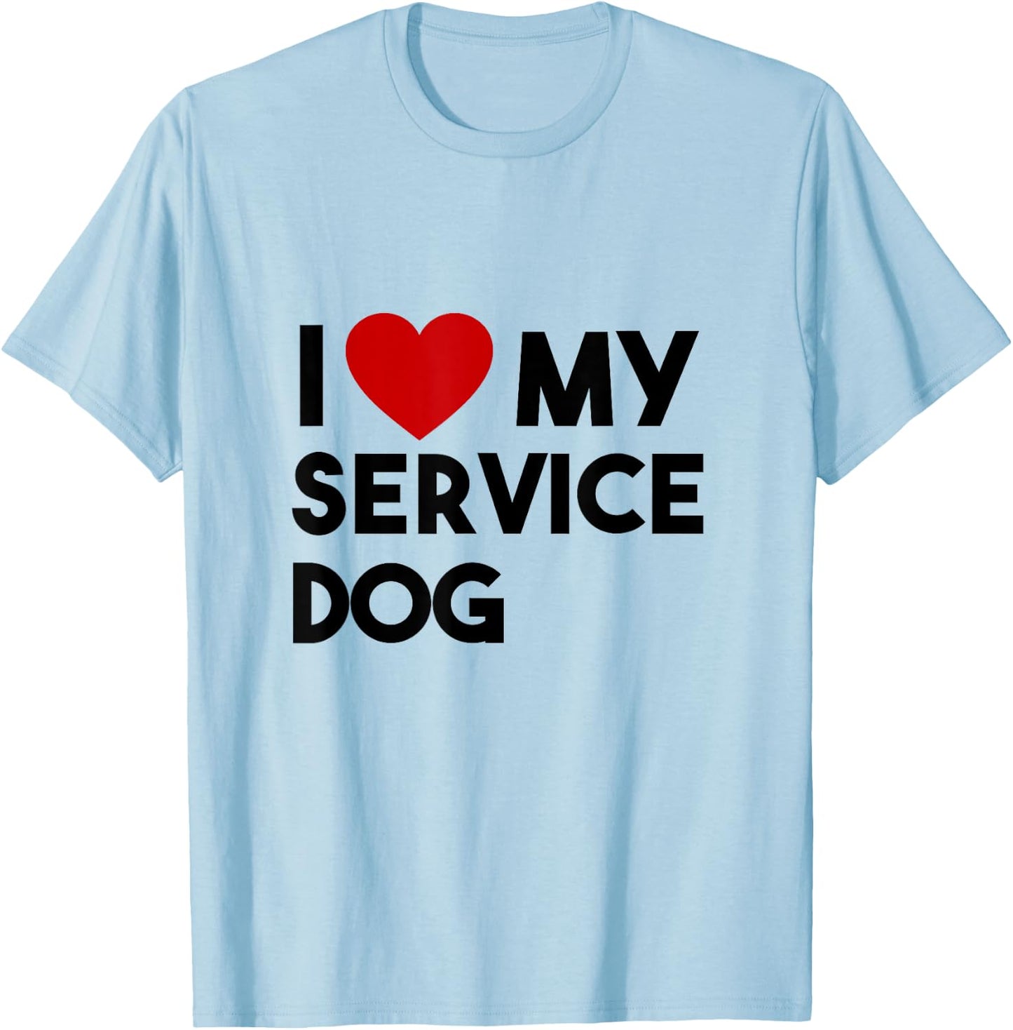 I Love Service Dog Funny Emotional Support Human Dog Mom Paw T-Shirt - T-Shirt | Light Blue