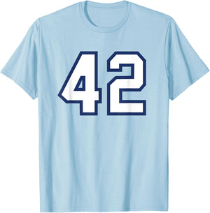 Number #42 Sport Varsity Number T-Shirt - T-Shirt | Light Blue