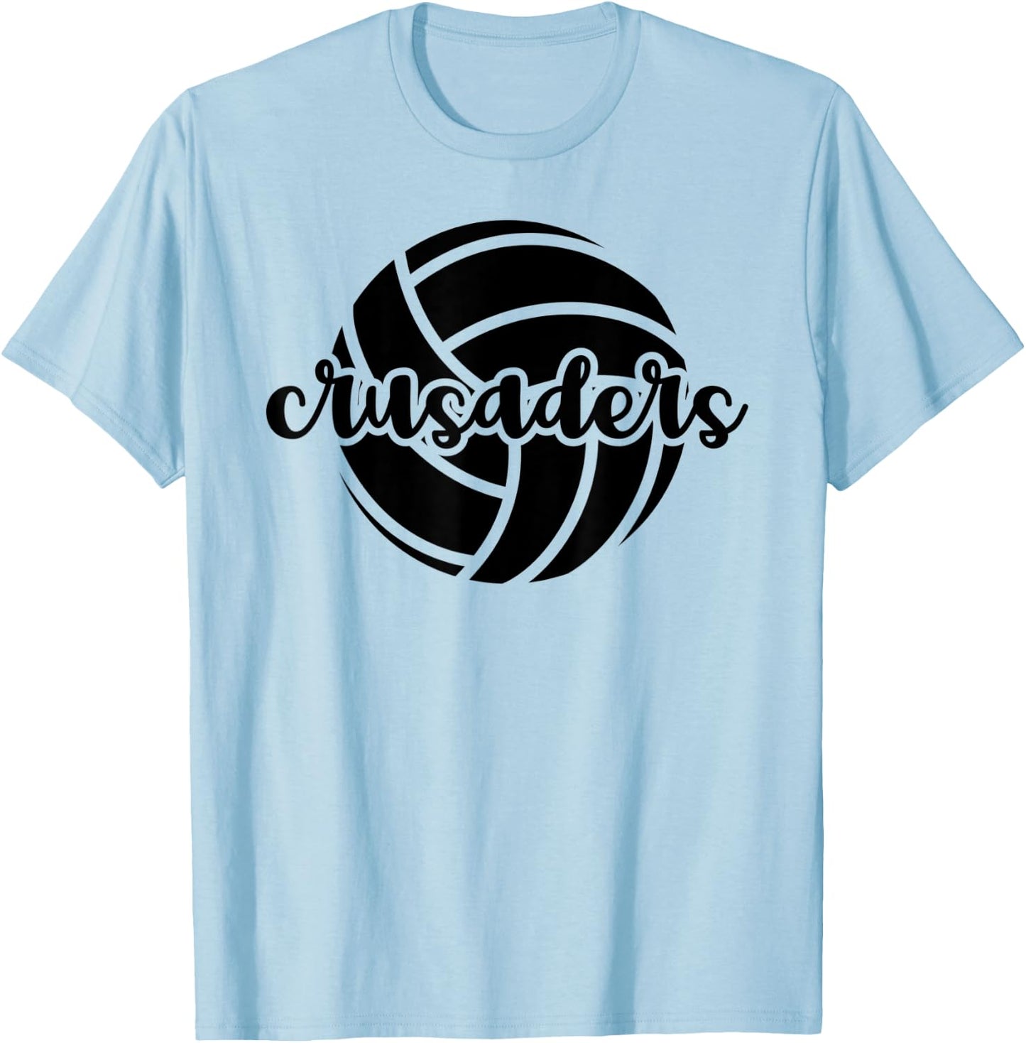 Crusaders Volleyball Team Mascot School Spirit Game Night T-Shirt - T-Shirt | Light Blue