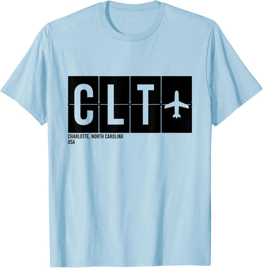 CLT Charlotte North Carolina USA Airport Code Travel T-Shirt - T-Shirt | Light Blue