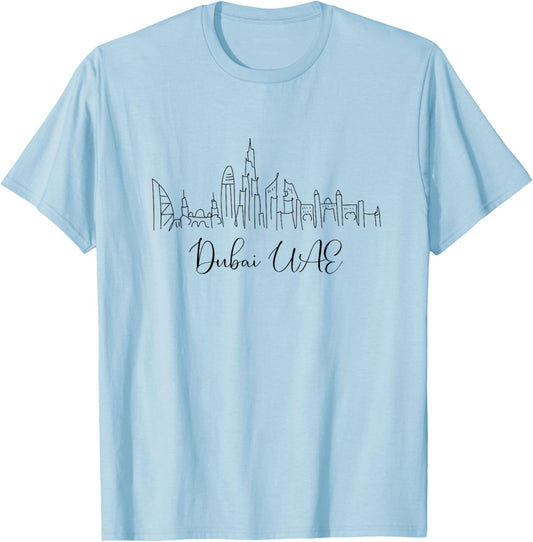 Signature Dubai City Skyline - United Arab Emirates Souvenir T-Shirt - T-Shirt | Light Blue