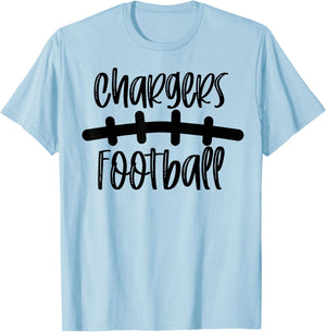 Chargers Football School Spirit Team Mascot Game Night T-Shirt - T-Shirt | Light Blue