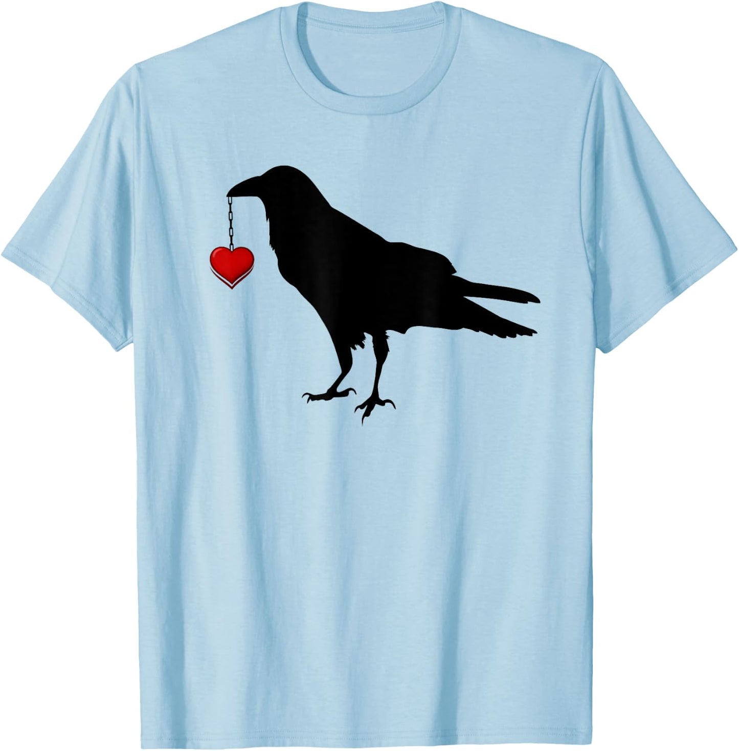 Blackbird with Heart Crow T-Shirt - T-Shirt | Light Blue
