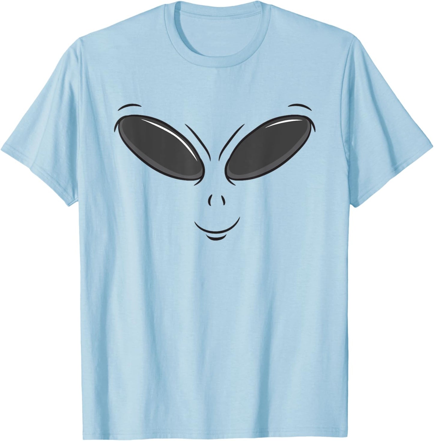 Green Alien Face Halloween Cosmic Galaxy Lazy DIY Costume T-Shirt - T-Shirt | Light Blue
