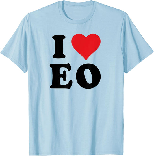 I Heart EO Initials I Love E.O. First And Last Name E O T-Shirt - T-Shirt | Light Blue