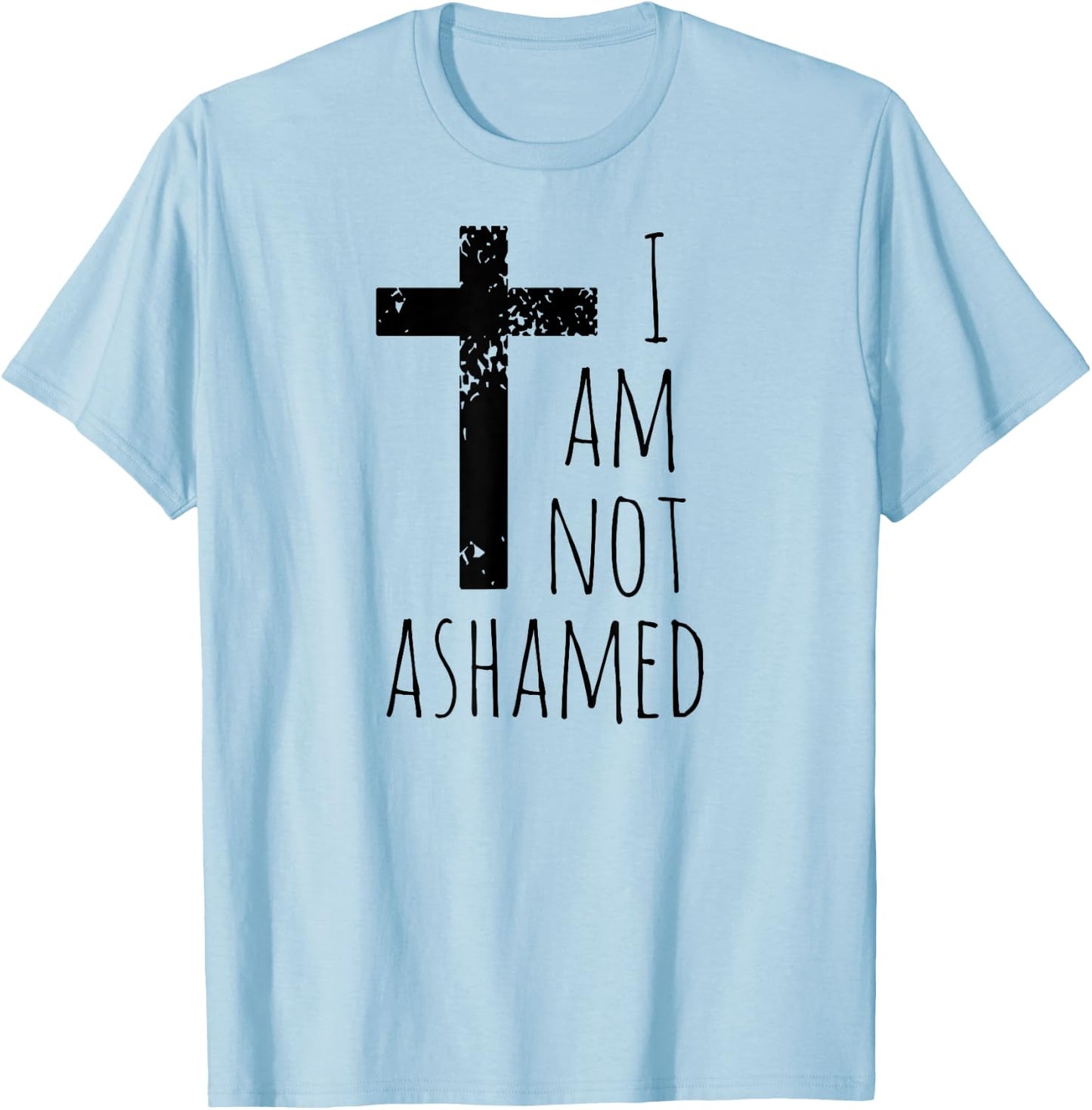 I am not ashamed - Big Red Cross - Gospel Christian Faith T-Shirt - T-Shirt | Light Blue