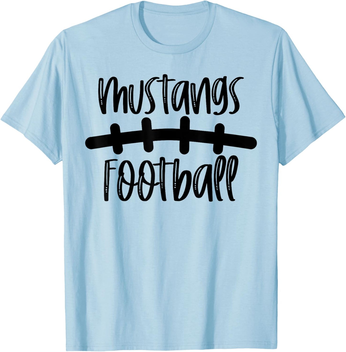 Mustangs Football School Spirit Team Mascot Game Night T-Shirt - T-Shirt | Light Blue