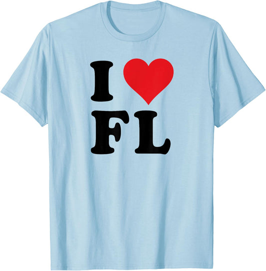 I Heart FL Initials I Love F.L. First And Last Name F L T-Shirt - T-Shirt | Light Blue