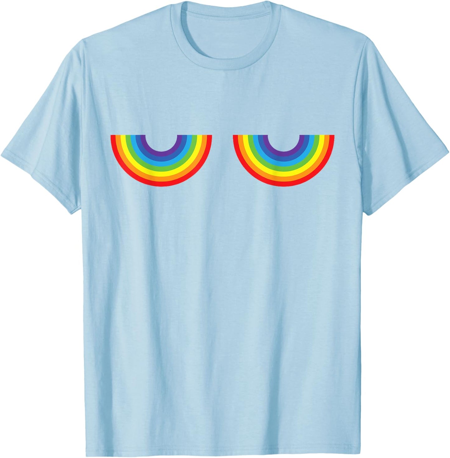 Support Gay Les Pride Rainbow Boobs T Shirt Gay Pride T-Shirt - T-Shirt | Light Blue