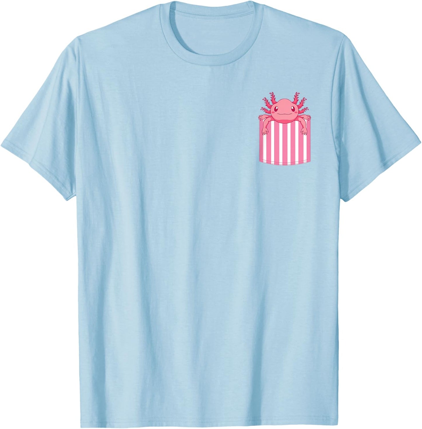 Mexican Amphibian Salamander Animal Lover Pocket Axolotl T-Shirt - T-Shirt | Light Blue