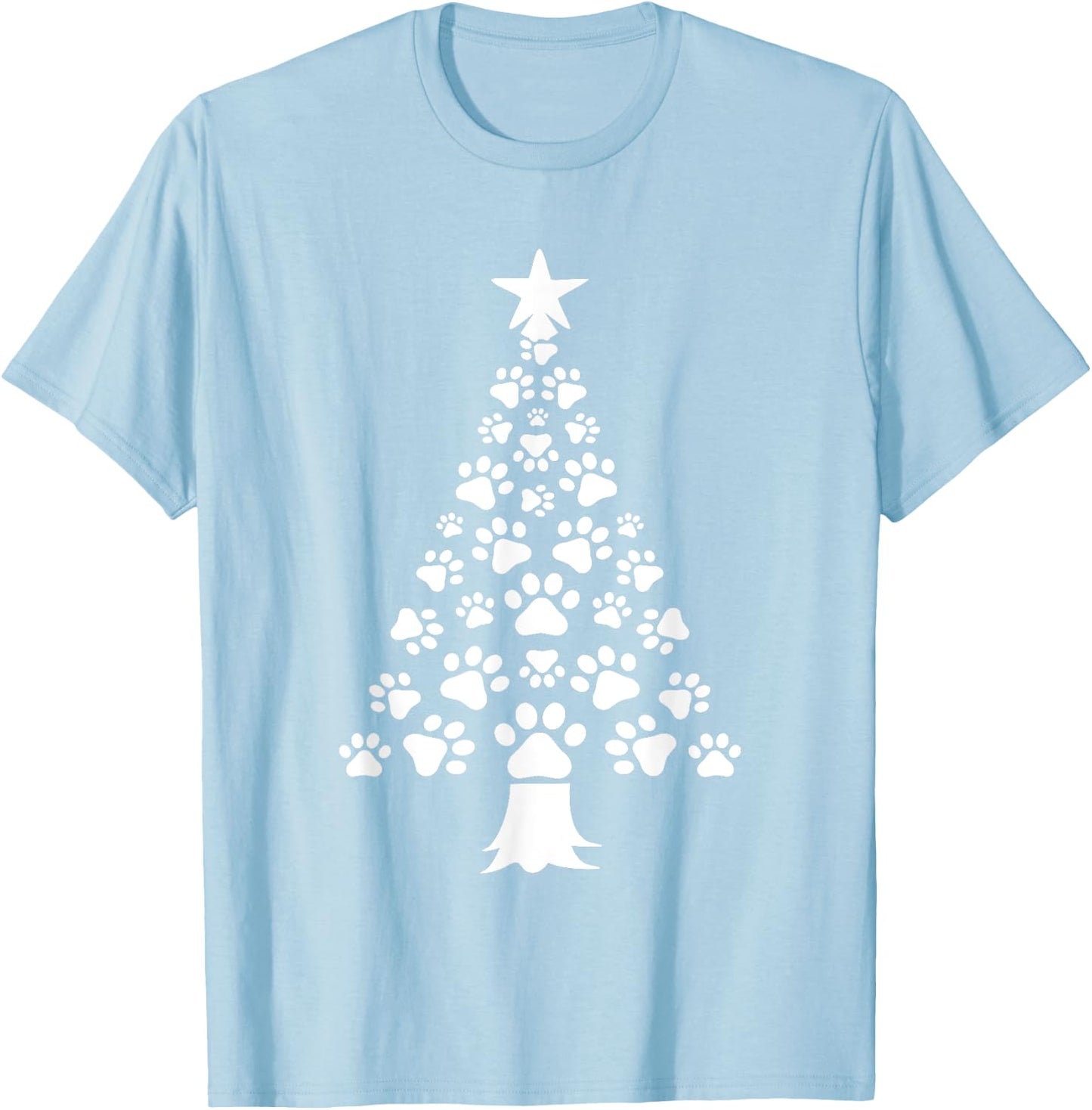 Christmas Dog Paws Tree Funny Xmas Pet Dog Holiday Puppy T-Shirt - T-Shirt | Light Blue