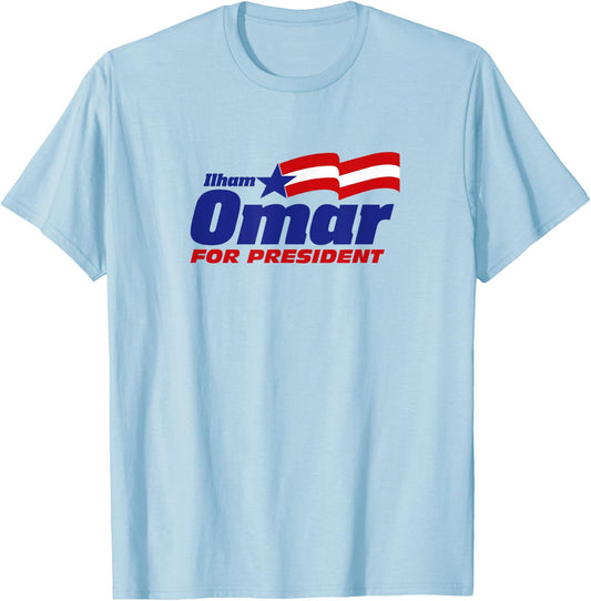 Ilhan Omar For President 2024 | Omar 2024 Democrat USA T-Shirt - T-Shirt | Light Blue