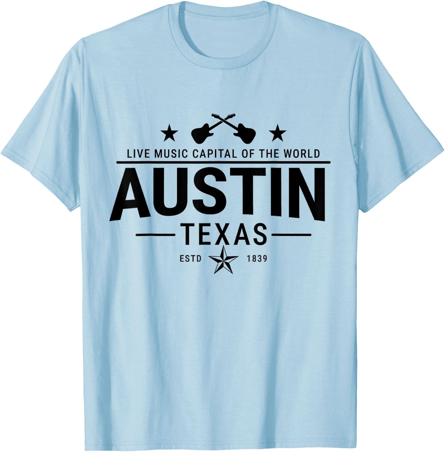 Austin Texas Live Music Capital of the World Souvenir T-Shirt - T-Shirt | Light Blue