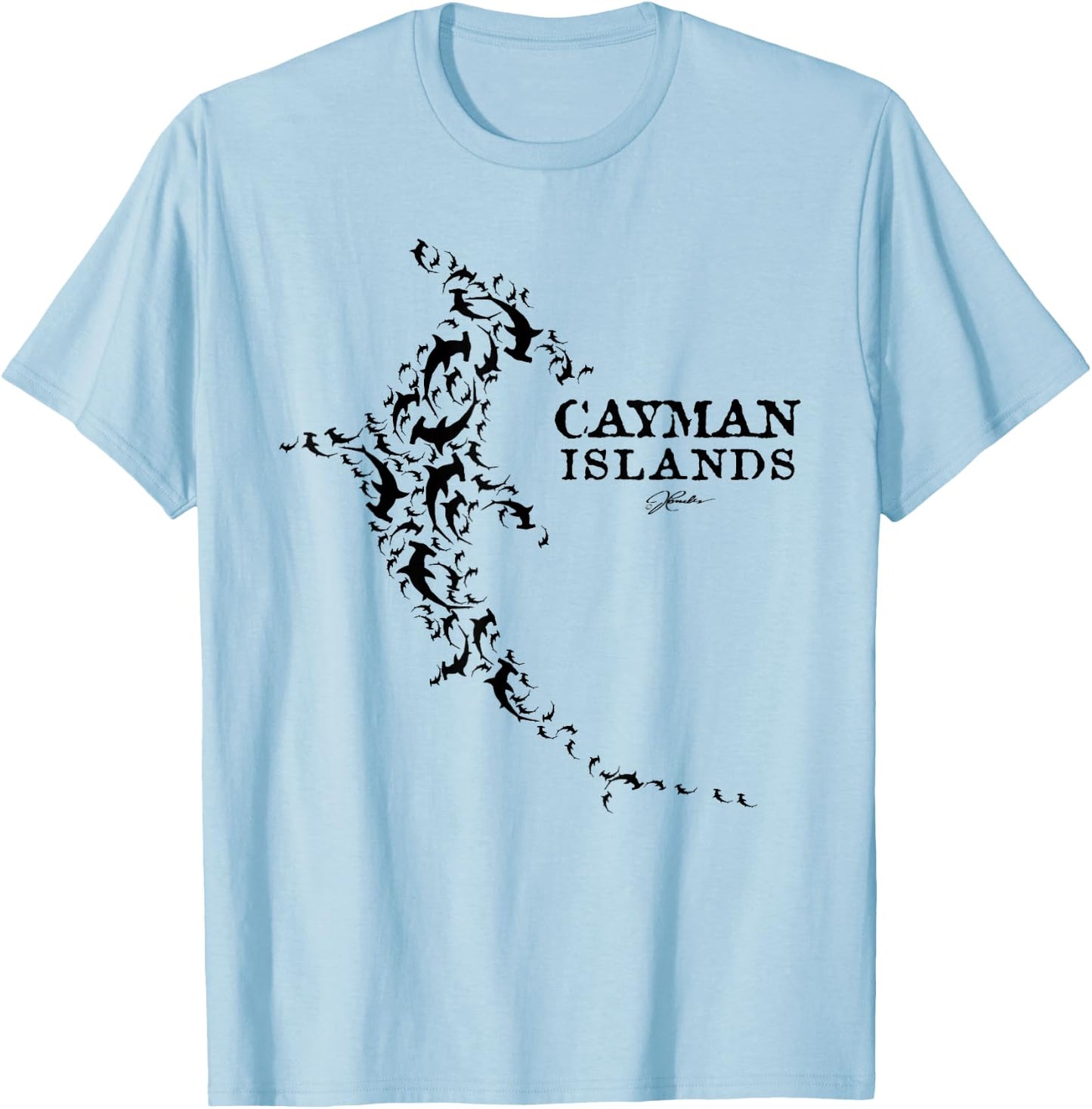 JCombs: Cayman Islands Hammerhead Shark School T-Shirt - T-Shirt | Light Blue
