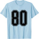 #80 Black Outline Number 80 Sports Fan Jersey Style Easy T-Shirt - T-Shirt | Light Blue