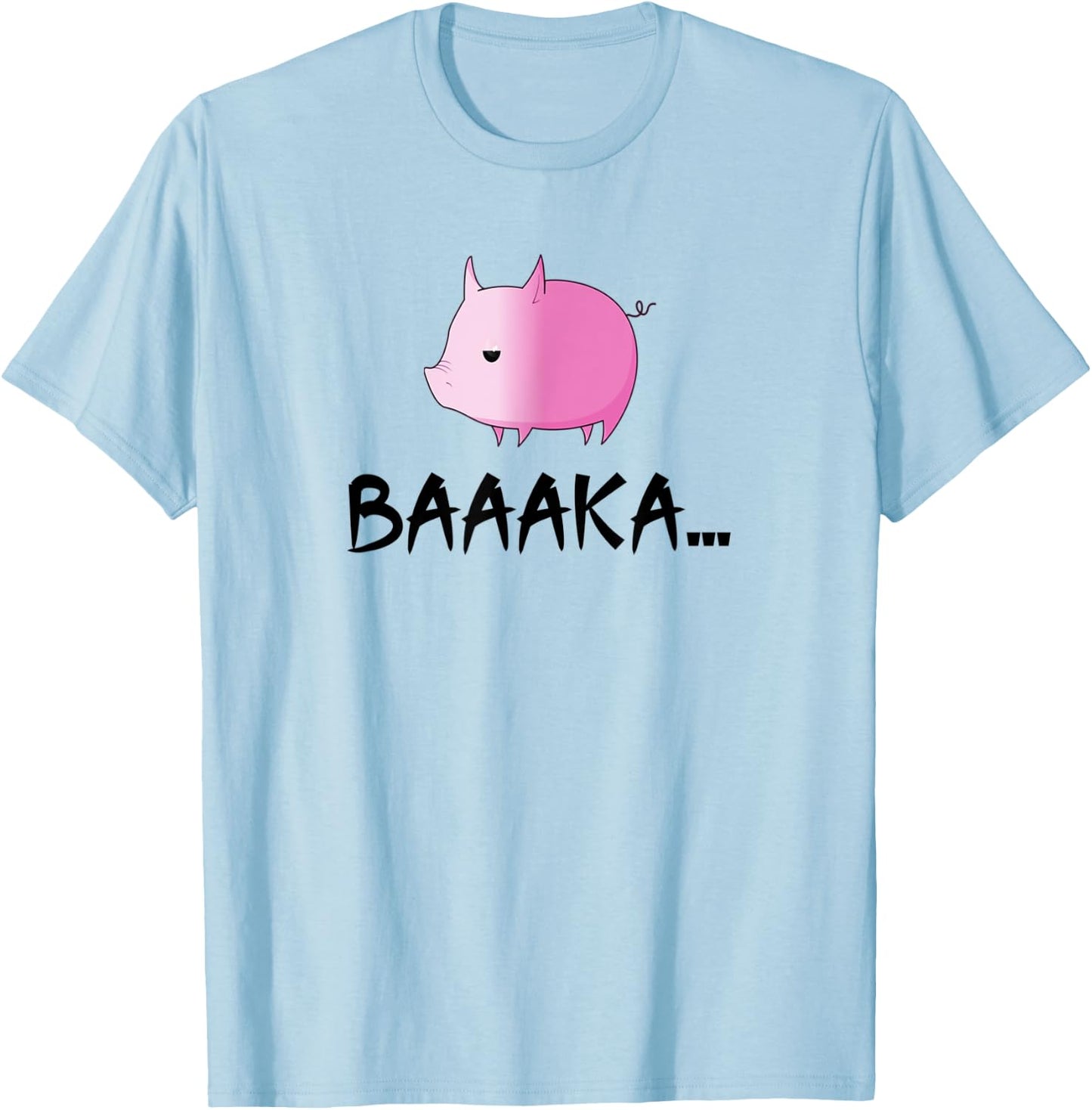 Cute Japanese Anime Pig Baka T-Shirt - T-Shirt | Light Blue