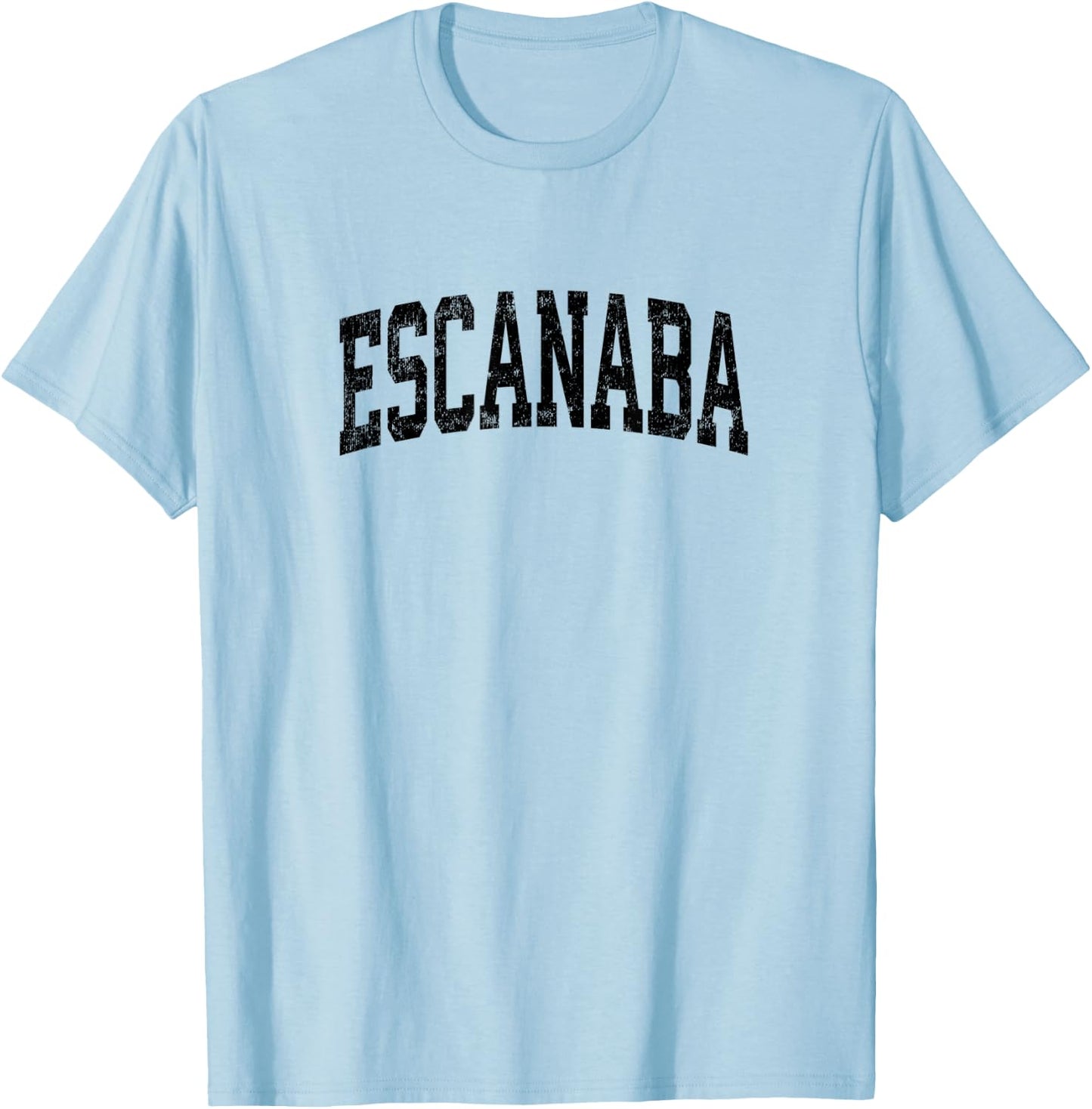 Escanaba Michigan MI Vintage Athletic Sports Black Design T-Shirt - T-Shirt | Light Blue