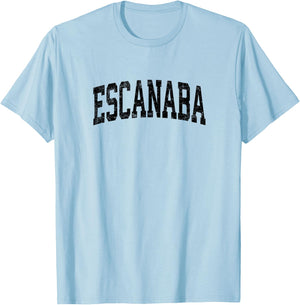 Escanaba Michigan MI Vintage Athletic Sports Black Design T-Shirt - T-Shirt | Light Blue