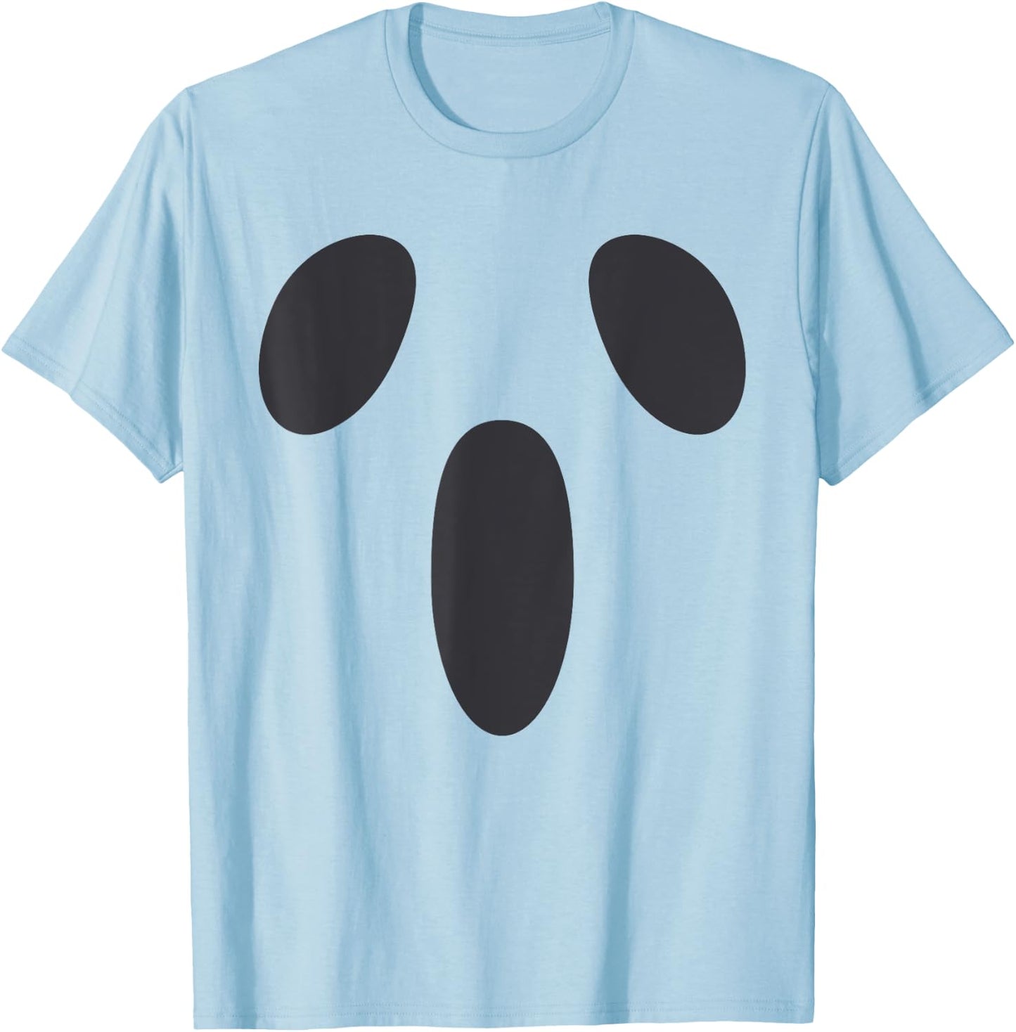 Ghost Silly Face Spooky Halloween Ghoul Face Easy Costume T-Shirt - T-Shirt | Light Blue