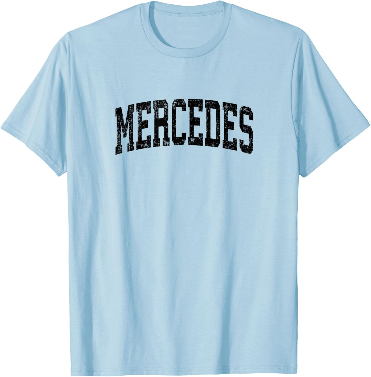 Mercedes Texas TX Vintage Athletic Sports Black Design T-Shirt - T-Shirt | Light Blue