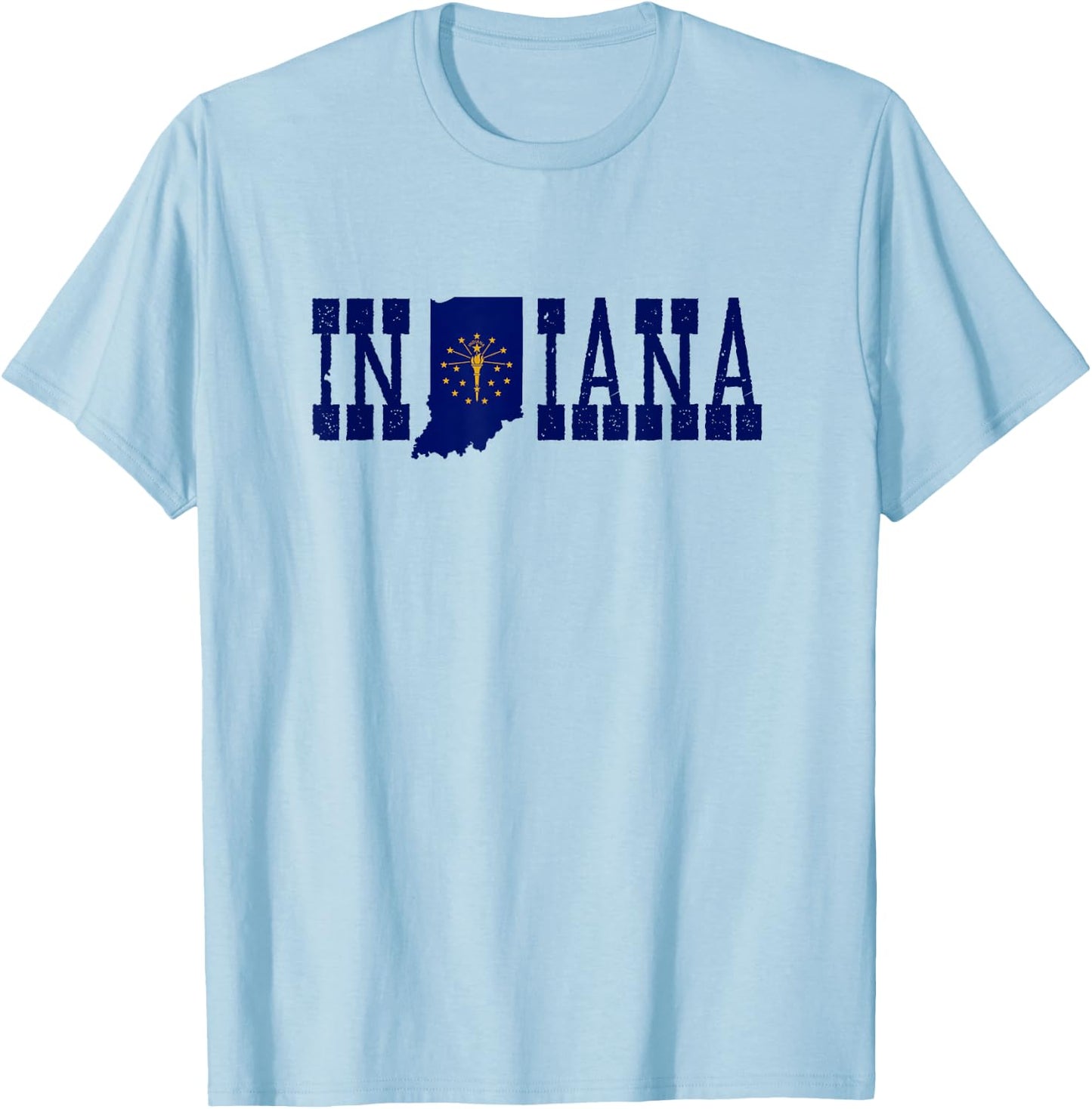 Indiana State and Indiana Flag with Pride for Indiana T-Shirt - T-Shirt | Light Blue
