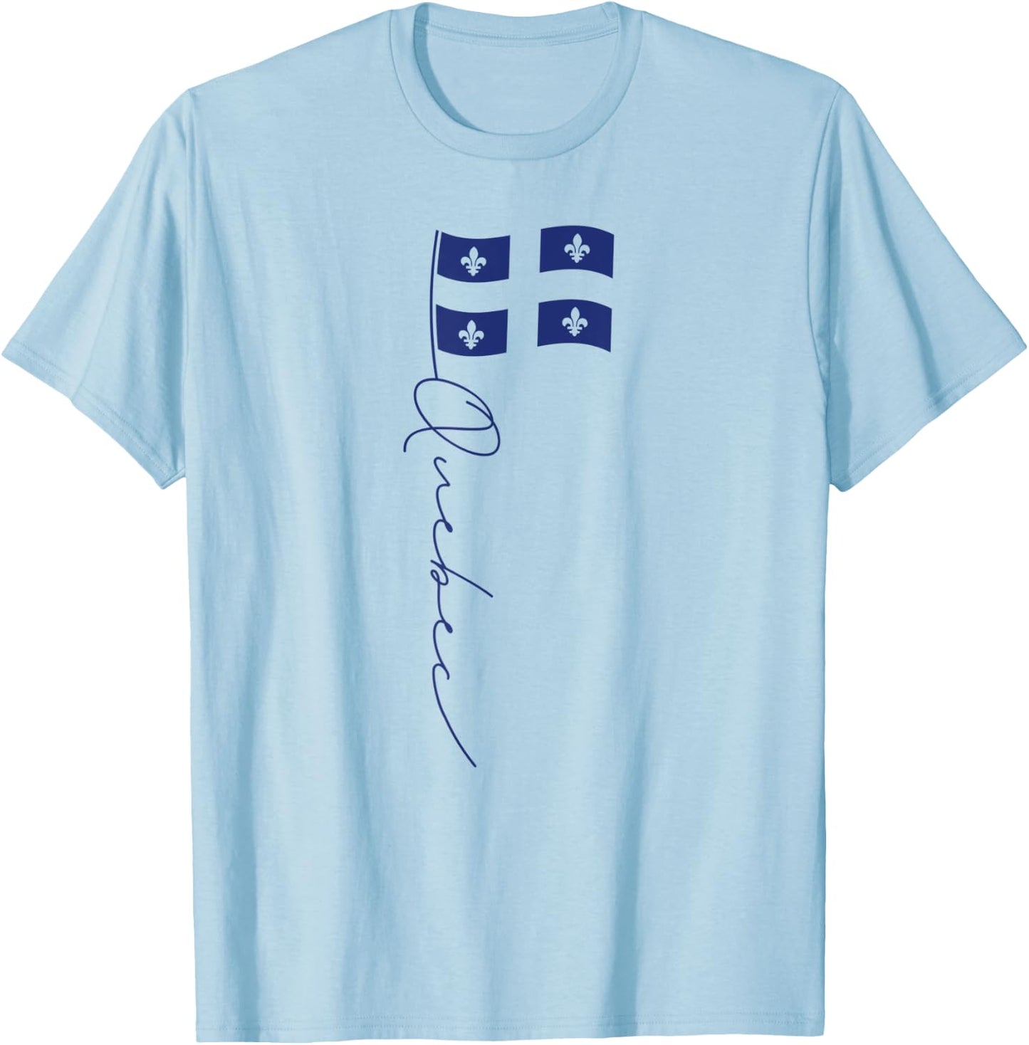 Quebec Signature Flag Pole -Elegant Quebecois Flag T-Shirt - T-Shirt | Light Blue