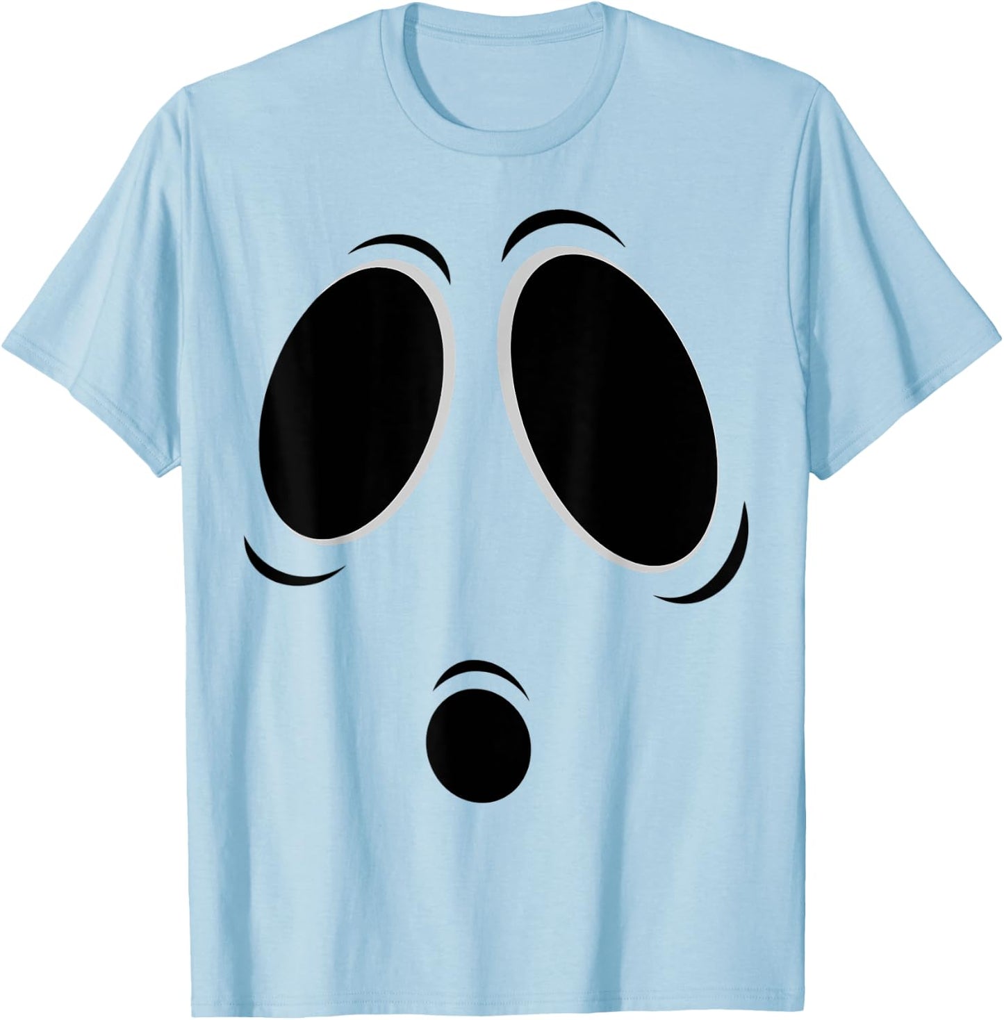 Halloween Ghost Boo Face Graphic Spooky T-Shirt - T-Shirt | Light Blue
