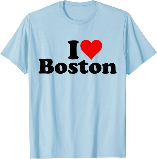 I Heart Love Boston Massachusetts T-Shirt - T-Shirt | Light Blue