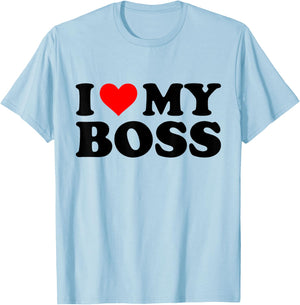 I Love My Boss Funny Red Heart Boss I Heart My Boss T-Shirt - T-Shirt | Light Blue