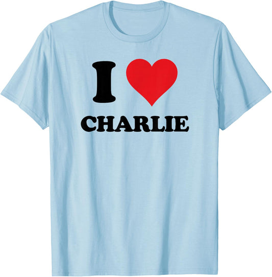 I Heart Charlie First Name I Love Personalized Stuff T-Shirt - T-Shirt | Light Blue