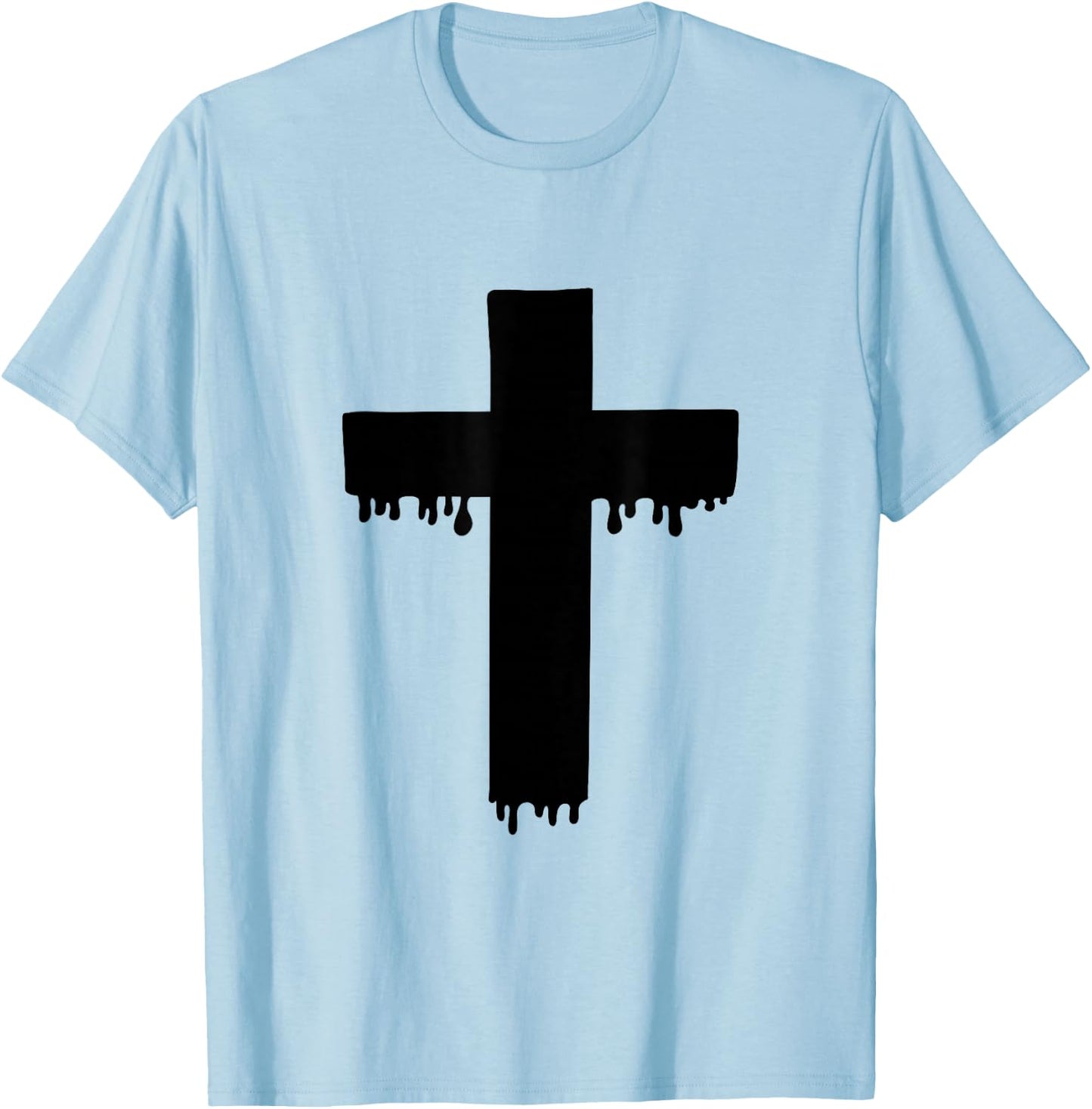 Kawaii Black Drippy Cross, Gurokaw Pastel Goth Aesthetic T-Shirt - T-Shirt | Light Blue