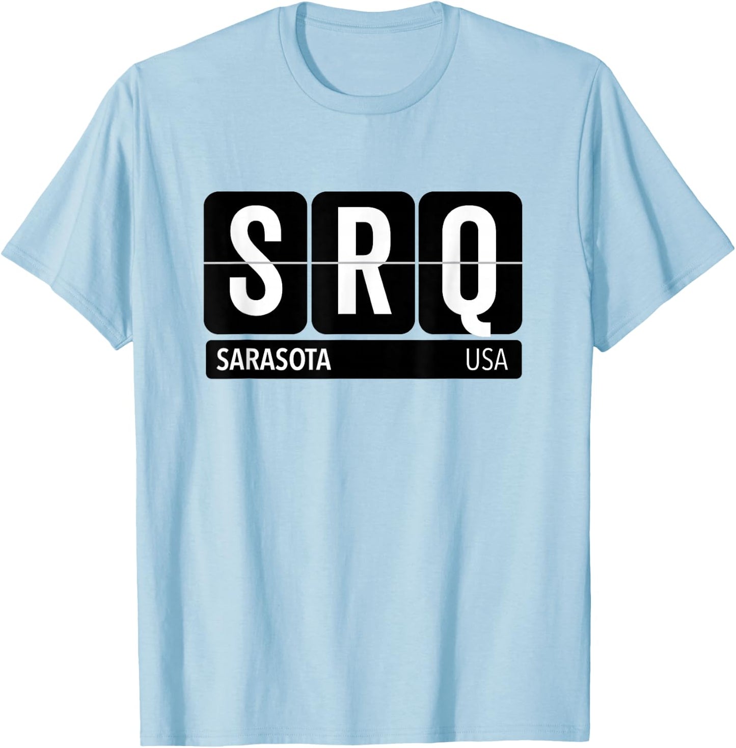 SRQ Sarasota Florida USA Travel Souvenir White Text T-Shirt - T-Shirt | Light Blue