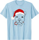 Christmas Puppy with Santa Hat and Candy Cane - Dog Lovers Men Women Kids T-Shirt - T-Shirt | Light Blue