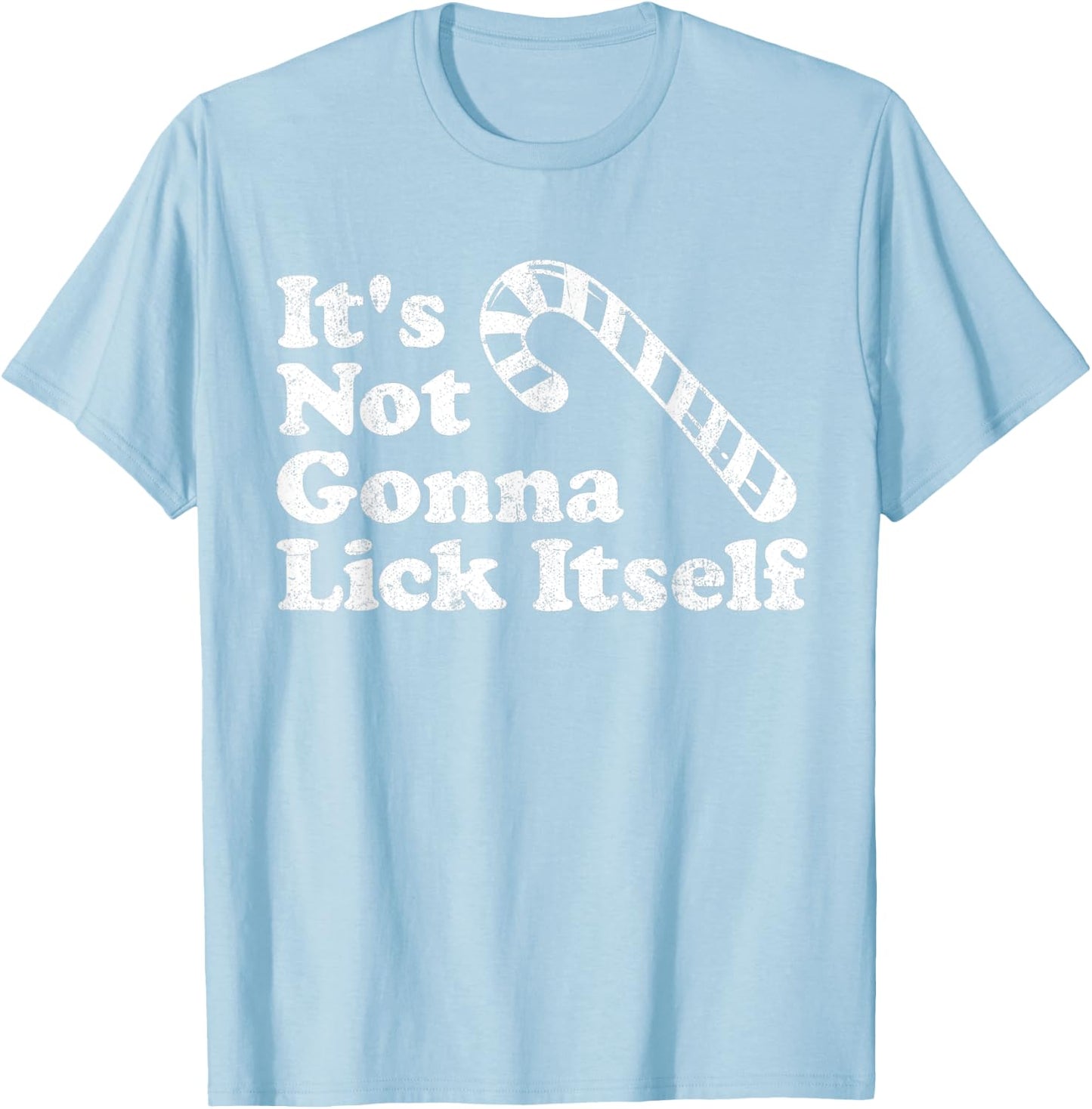 Funny Candy Cane Lick Itself Adult Christmas in July Gift T-Shirt - T-Shirt | Light Blue