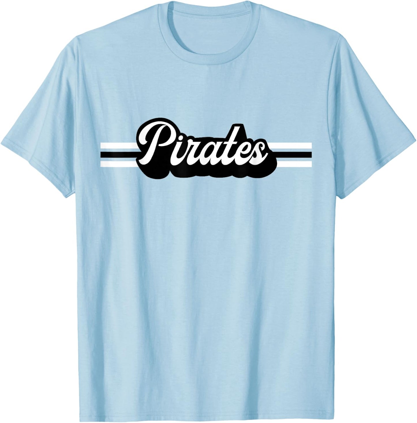 Retro Pirates Mascot, School Spirit, Pirate Sports T-Shirt - T-Shirt | Light Blue