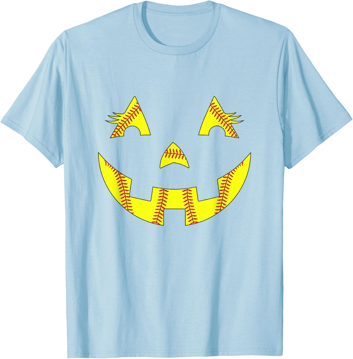 Jack O Lantern Softball Halloween Costume Mom Women Girls T-Shirt - T-Shirt | Light Blue