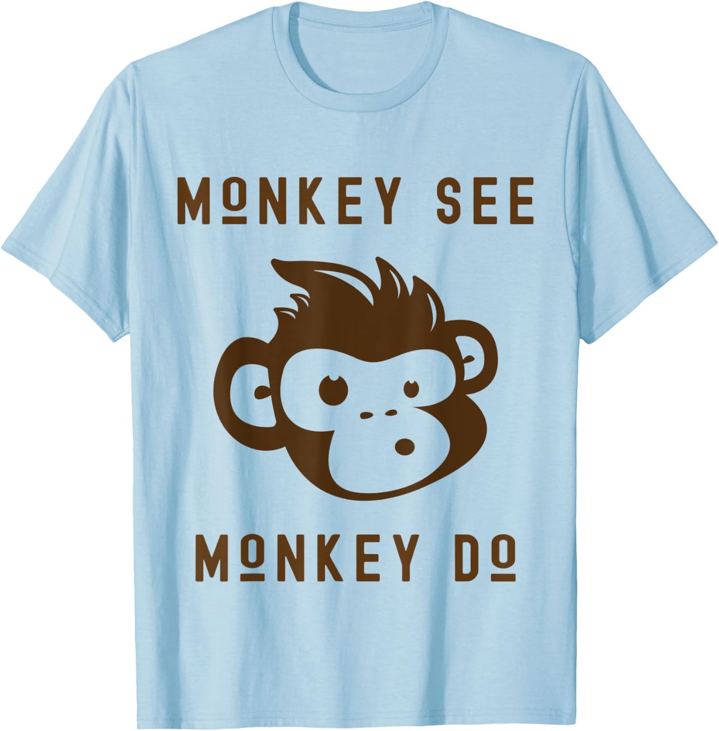Funny Monkey See Monkey Do Cute Adorable Primate Chimp T-Shirt - T-Shirt | Light Blue