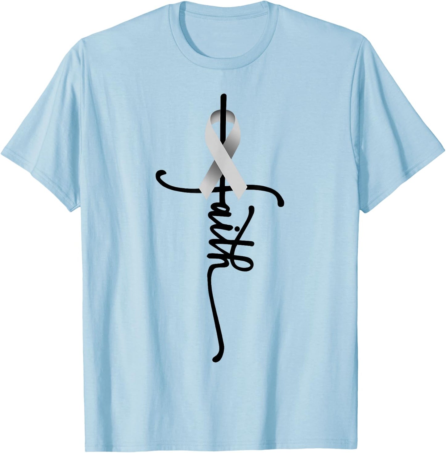 Lung Cancer Faith Lung Cancer Awareness November Support T-Shirt - T-Shirt | Light Blue