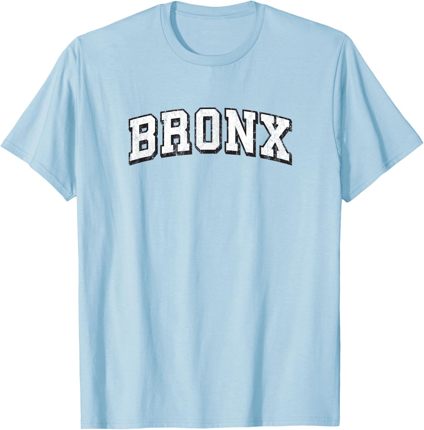 Bronx New York Vintage Athletic Sports B&W Print T-Shirt - T-Shirt | Light Blue