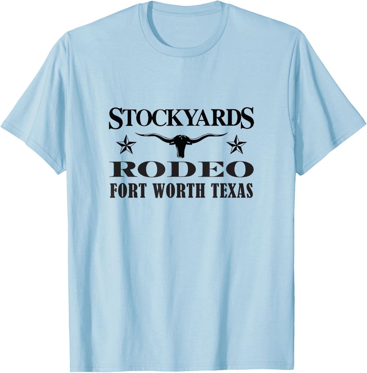 Fort Worth Texas Stockyards and Rodeo Cowboy Design T-Shirt - T-Shirt | Light Blue