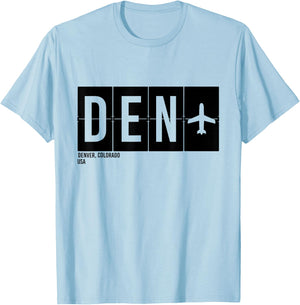 DEN Denver Colorado USA Airport Code International Travel T-Shirt - T-Shirt | Light Blue