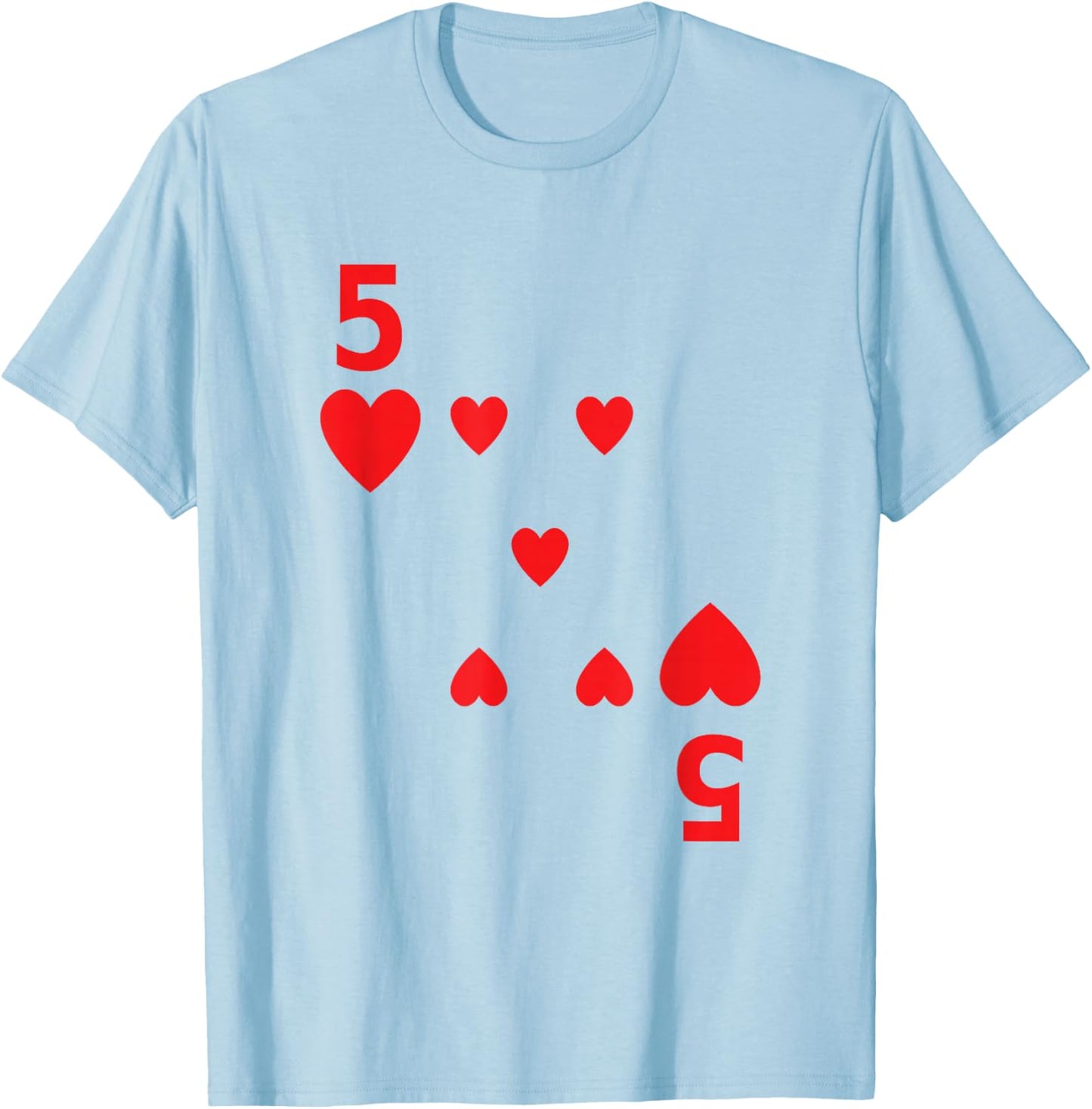 Five of Hearts poker playing card costume group shirt T-Shirt - T-Shirt | Light Blue