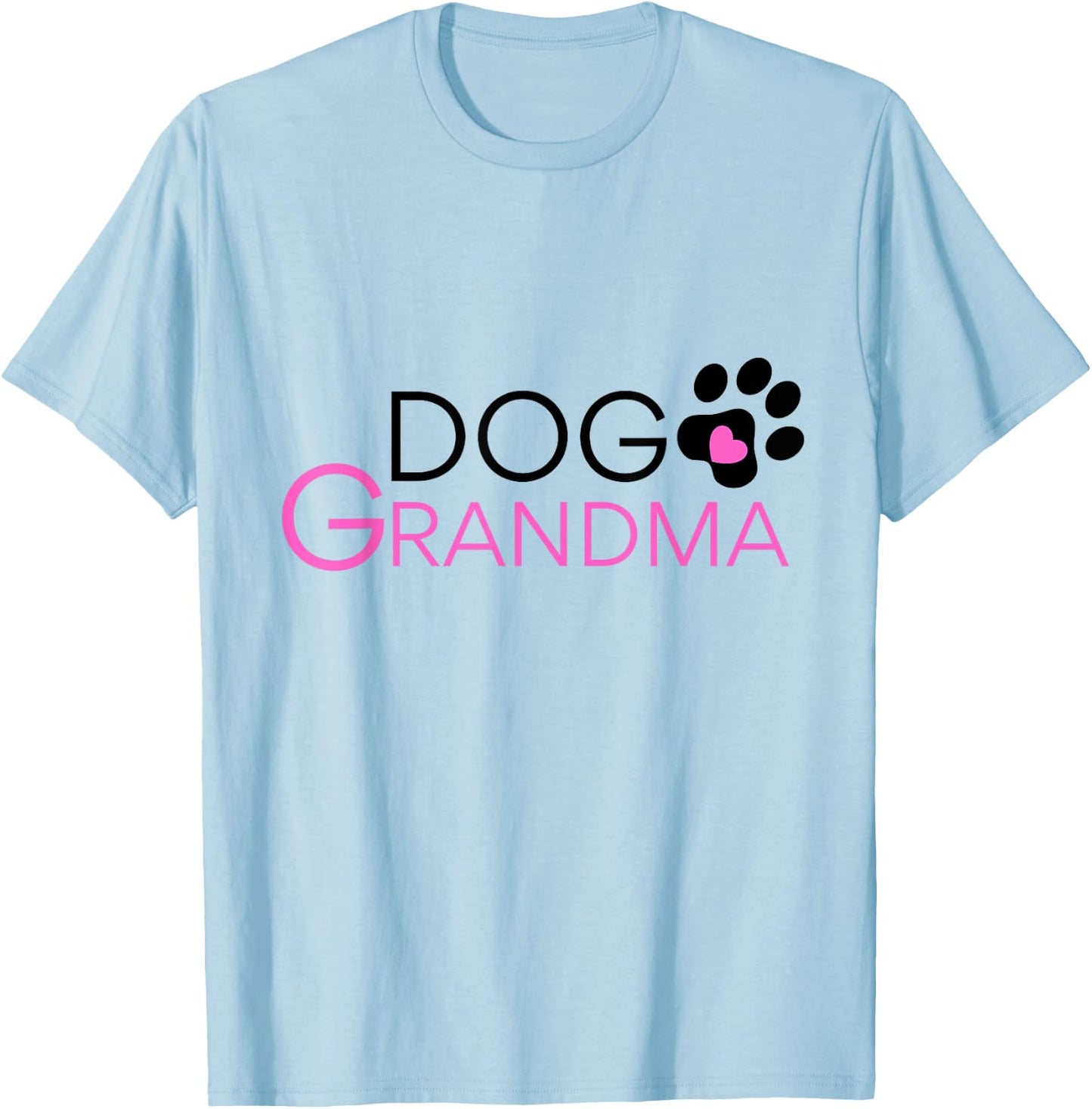 Dog Grandma Short Sleeve Paw Print T-Shirt - T-Shirt | Light Blue